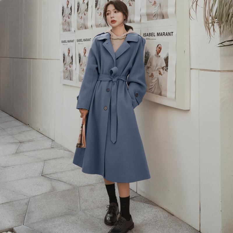 Plus size women's clothing woolen coat women's mid-length loose coat trend wild woolen coat