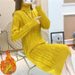 Spring and Autumn New Style Plus Velvet Padded High-neck Over-the-knee Sweater Women Loose Mid-length Knit Sweater and Long Dress