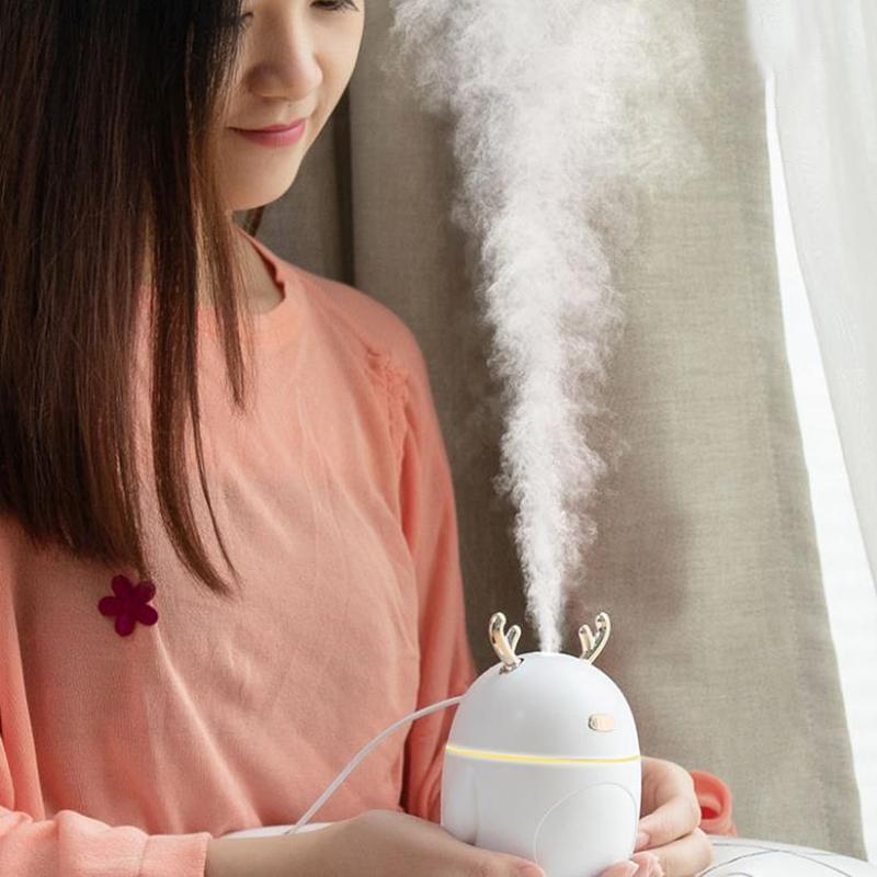320ml Cute Deer Air Humidifier 8h Spray USB Electric Sprayer Mini Portable Aroma Diffuser for Home Office Car