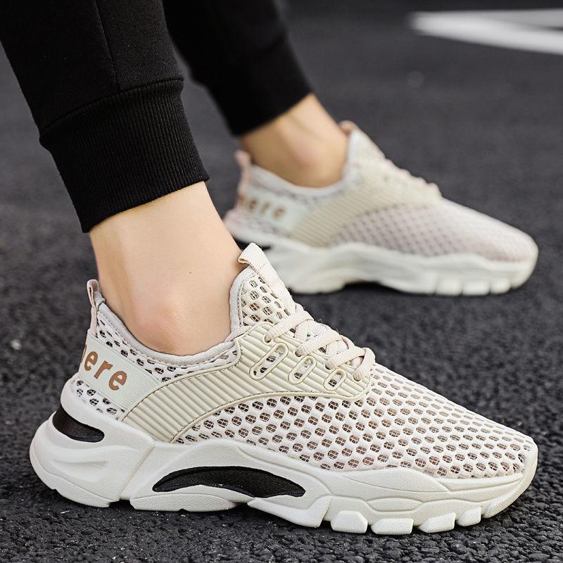 Summer Thin Sports Shoes Men's Breathable Mesh Surface Trend Casual All-match Light Running Shoes