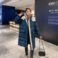 Winter Women's Down Padded Jacket Korean Style Stand-up Collar Hooded Padded Jacket Thickened Warm Mid-length Padded Jacket