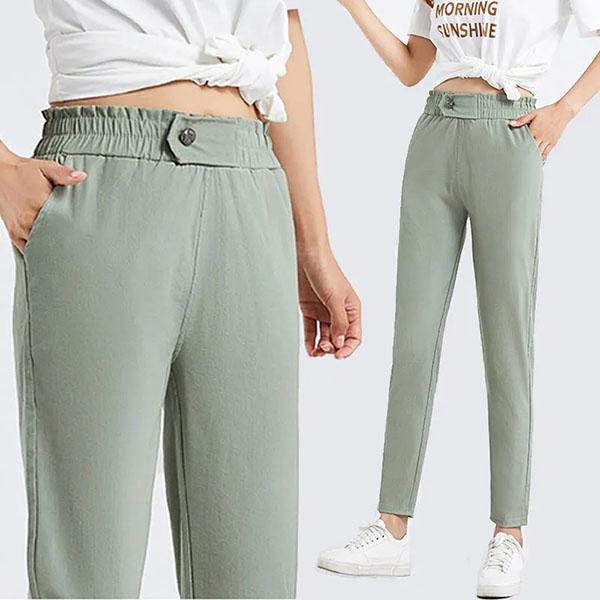 S-3XL Female Solid Color Thin Casual Cropped Pants Sports Sweatpants Women's Spring Summer Large Size Loose Long Harem Pants
