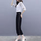 Women's Wide-leg Pants Two-piece Suit Black and White Suit Elegant Temperament Female Professional Suit, Working Lady Suit Two-piece Suit