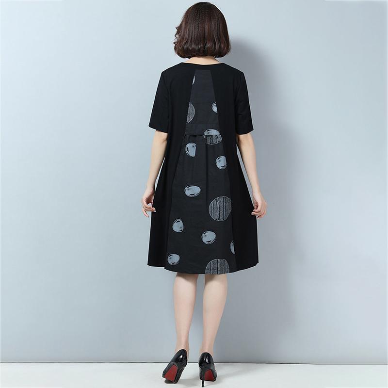 L-XXXXXL Women's Summer Dress Short Sleeve Round Neck Pocket Printing Knee-length Daily Wear Office Dating Party