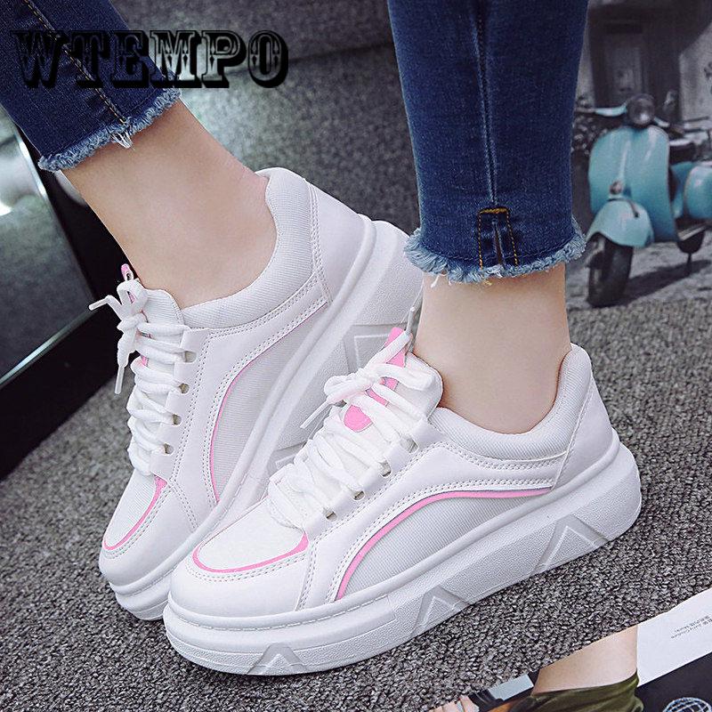 Women Platform Creepers White Flat Student Girls Sport Shoes Sneakers