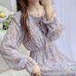 Female Elegant Purple Floral Print Chiffon Holiday Dress Vintage Slim High Waist Super Fairy Dress