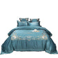 Ice Silk Four-piece Set European-style Silk Duvet Cover Sheet Embroidery Bedding