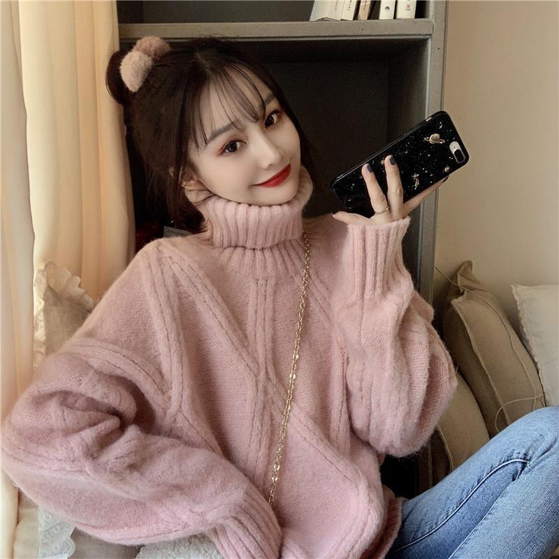 Women's Pullover Sweater Loose Bottoming Sweater Wear Outside Lazy Style All-match Knitted Top
