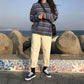 Autumn Winter  Women Fashion Sweater  Knitting Sweater Stripe Round Neck Pullovers Loose Casual Long Sleeve Sweater