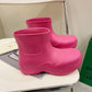 Rain Boots Women's Fashion Outer Wear Avocado Green Thick-soled Increased Anti-skid Water Shoes Short Tube Rain Boots