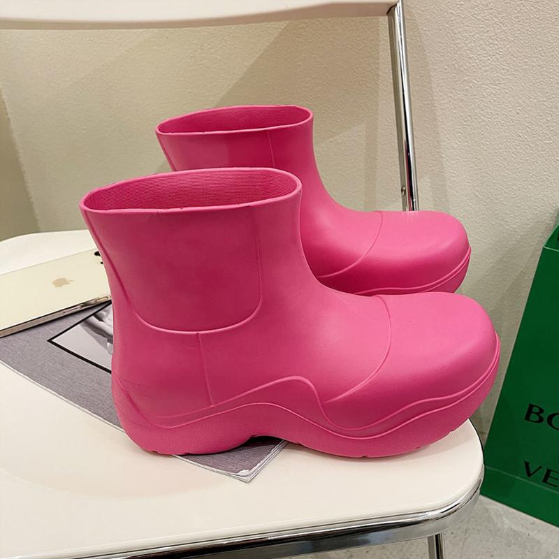 Rain Boots Women's Fashion Outer Wear Avocado Green Thick-soled Increased Anti-skid Water Shoes Short Tube Rain Boots