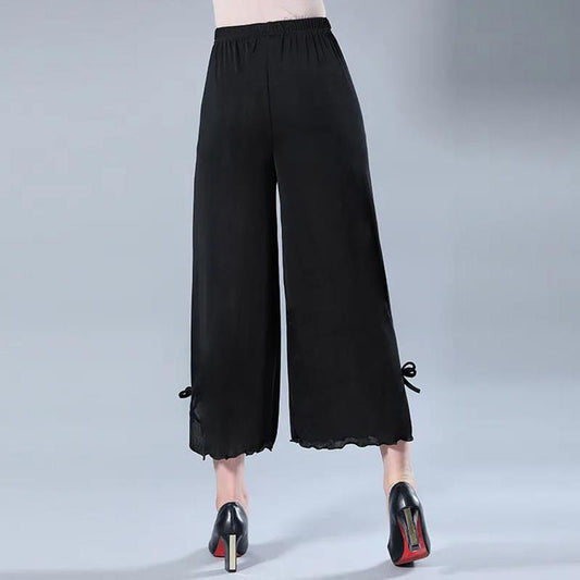 Ummer Wide-leg Pants Middle-aged and Elderly Women's Plus Size Hakama Mother Ninth Pants Middle-aged Air-conditioned Pants