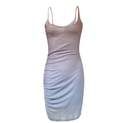 Sexy Low Cut O-neck Dress Women Summer Casual Club Party Wear Vintage Bodycon Sling Mini Dresses Female