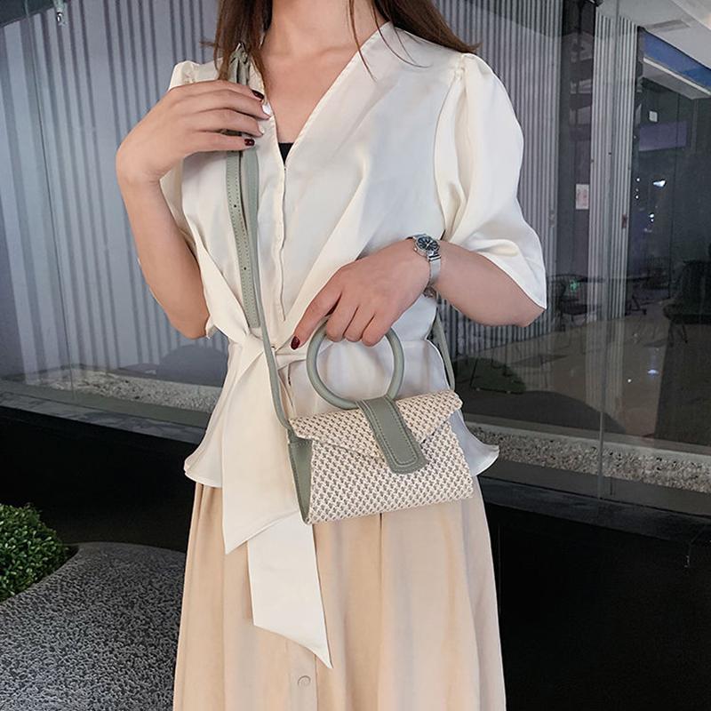 Mini Bag Women Casual Woven Shoulder Bag Handbags Small Capacity Vintage Wristlet Crossbaby Bag