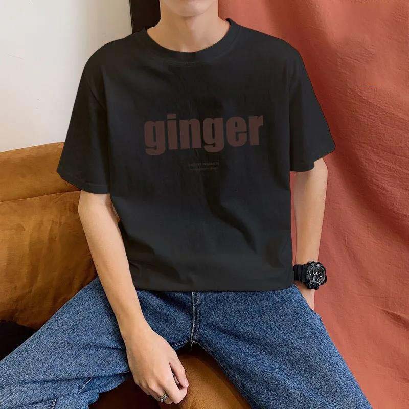 100% Cotton Men's Printed Short-sleeved T-shirt Men's Summer Fresh and Wild Loose Young Men's Short-sleeved T-shirt