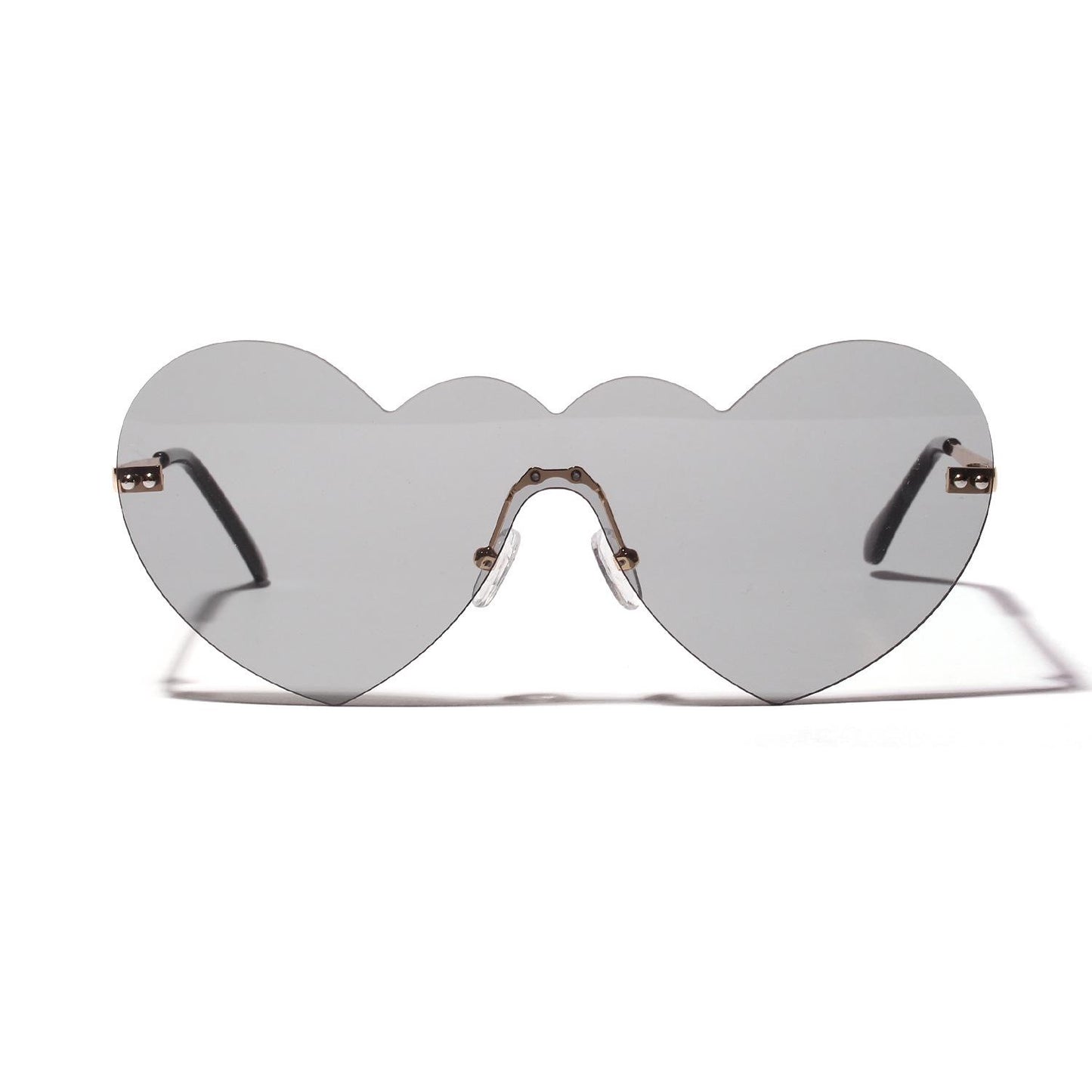 WTEMPO Pink Heart Glasses Women Conjoined Big Frame Love Sunglasses Fashion Heart Shape Glasses