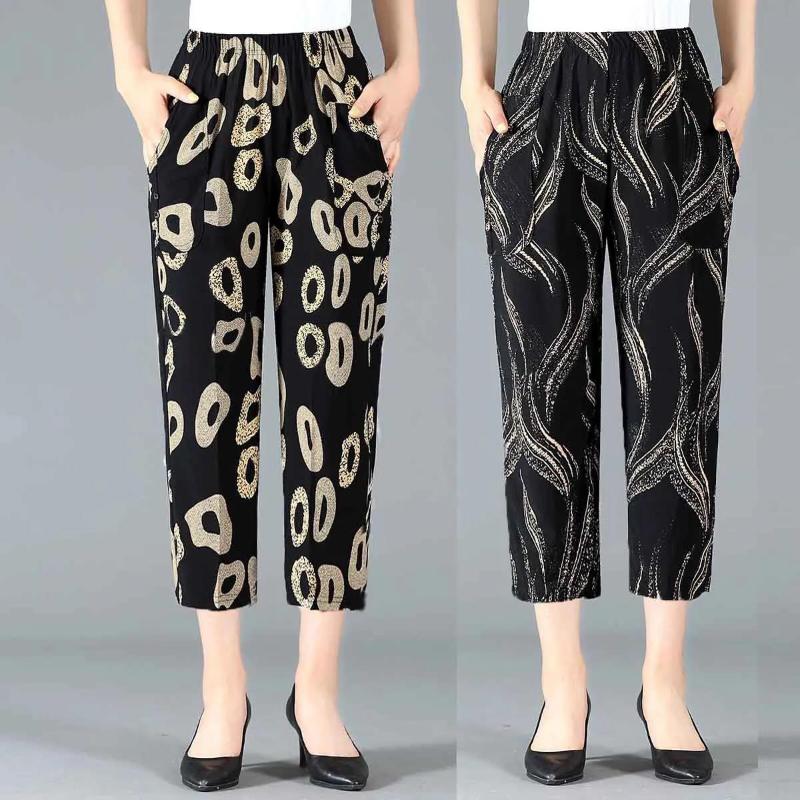 Summer Cropped Pants Women's Pants Cropped Casual Pants Women's High Waist Stretch Pants Cropped Pants