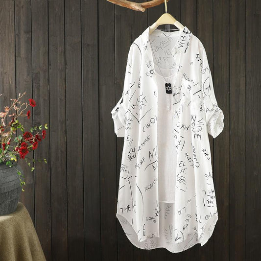 Sun Protection Shirt Women's Mid-length Thin Section Long-sleeved Casual Loose Coat Fabric Light and Breathable