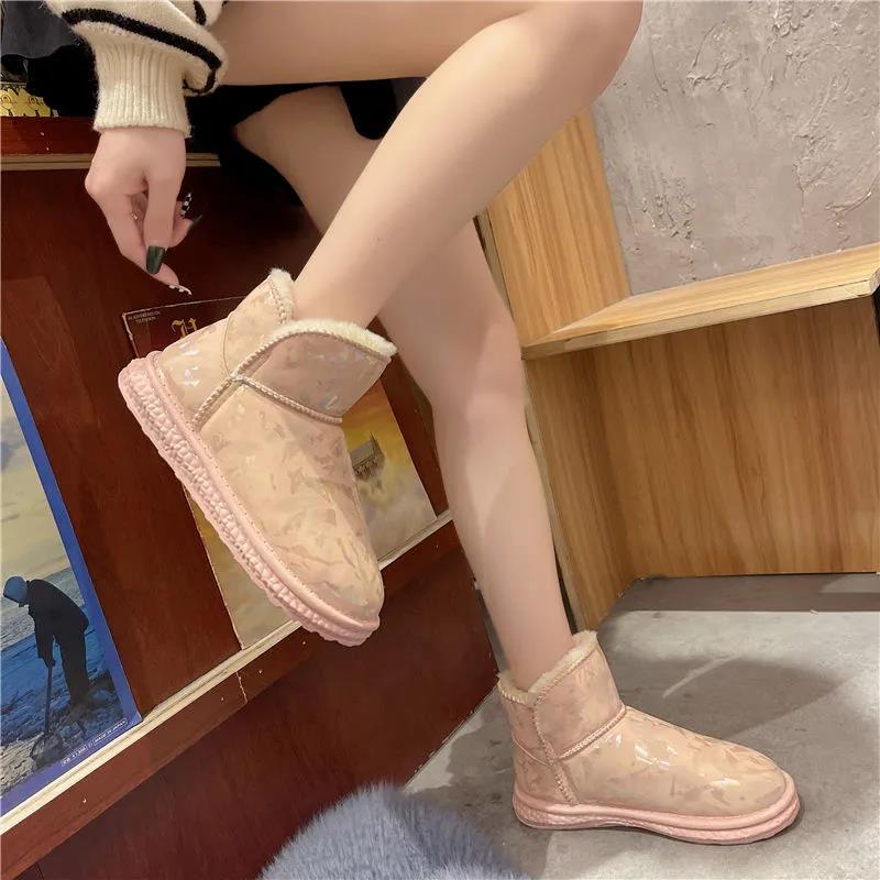 Short Tube Snow Boots Women Korean Version Plus Velvet Padded Short Boots Autumn and Winter All-match Warmth and Non-slip Cotton Shoes