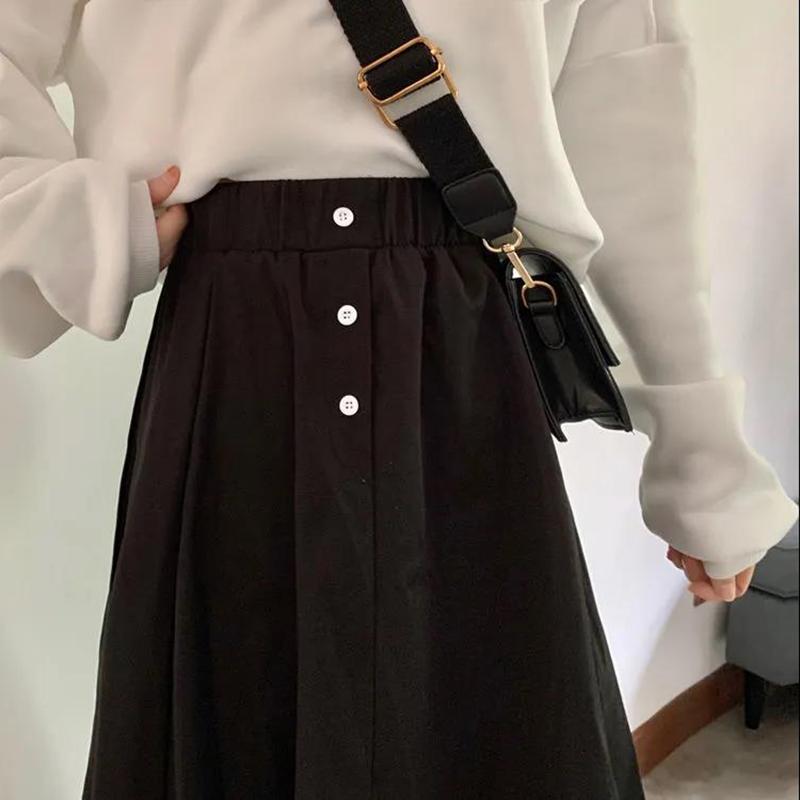 High-waisted Half-length Skirt Women's Thin Black Retro Petal Mid-length A-line Skirt Hepburn Style Women's Skirt