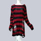 Goth Punk Sweater Fashion Hole Pullover Knitted Striped Sweaters Plus Size Loose Long Sweater Broken Hollow Out Streetwear Hip Hop Harajuku Sweaters