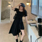 New Mini Design Irregular Bubble Sleeve Small Black Skirt