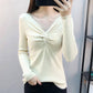 Pofulove sexy slim bottoming shirt female V-neck solid color short sweater with knitted sweater