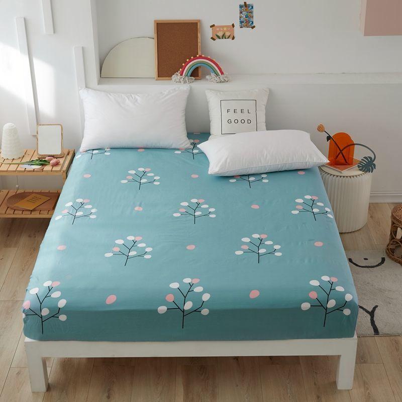 Skin-friendly Cotton Bed Cover Non-slip Fixed Mattress Cover Dust Protection Cover Bedding Cotton Bed Sheet Single Piece