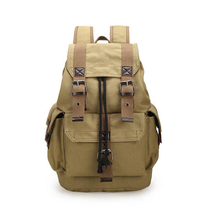 Men Large Backpack Solid Cotton Fashion Male Zipper  Rucksack Sports Travel Hiking School Bag