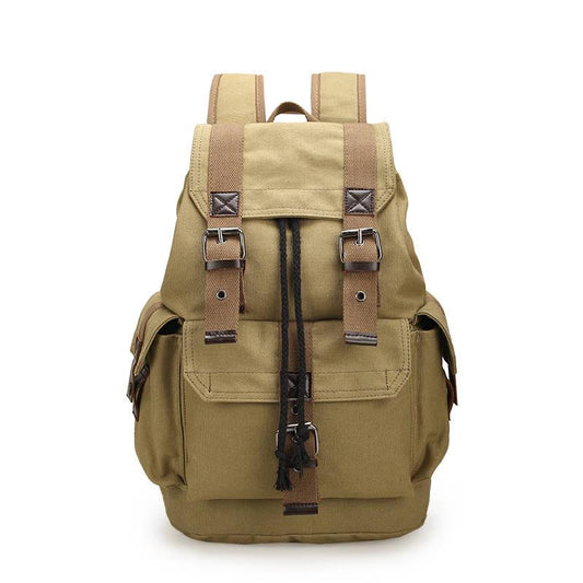 Men Large Backpack Solid Cotton Fashion Male Zipper  Rucksack Sports Travel Hiking School Bag