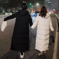 Winter Hooded Stand-collar Down Jacket Super Long Padded Jacket Women Knee-to-ankle Padded Jacket Plus Size Black Padded Padded Jacket