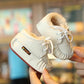 Winter 0-1-year-old Female Baby Leather Walking Shoes 6-12 Months Old Infant Thickened Cotton Shoes Soft Sole Does Not Fall Off To Keep Warm