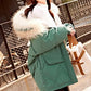 Small Lady Down Padded Jacket Winter Fashion Mid-length Korean Style Padded Jacket Loose  Thick Big Fur Collar Padded Jacket