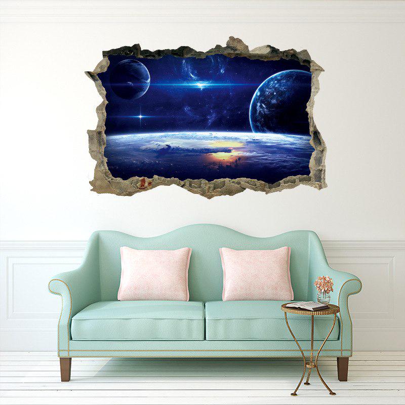 [sticker ]Cartoon Universe Space Wall Sticker Broke 3d Removable Wall Decals For Kids Room Children