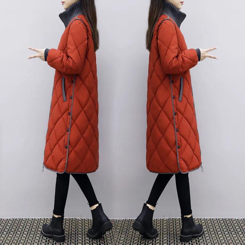 Cotton-padded Jacket Winter Coat In The Long Section of The Korean Version of The Large Size Loose Thick Down Padded Jacket Autumn and Winter
