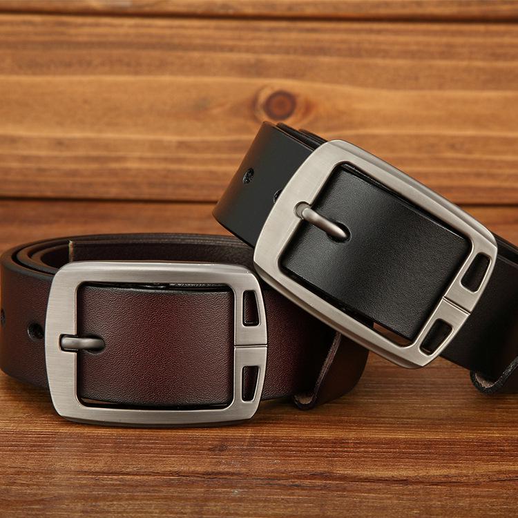 Belt 1pcs 120*3.8cm 100% Genuine Leather Belts for Men Strap Pin Buckle Jeans