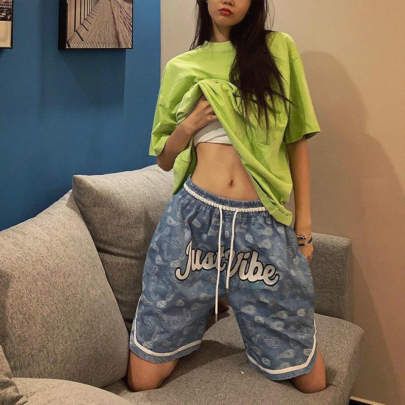 Couple Five-point Pants Summer Cashew Flower Print Couple Casual Loose Shorts Men and Women The Same Style