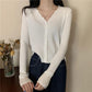 Early Autumn V-neck Sweater Long-sleeved Cardigan Sweater Small Coat All-match Female Gentle Wind Ladies Slim Pure Color Simple Top