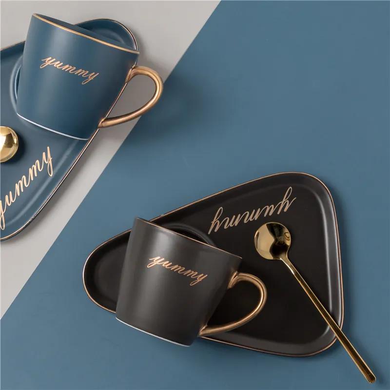 Ceramic European Coffee Cup Luxury Suit with Spoon and Dish Tazas De Café