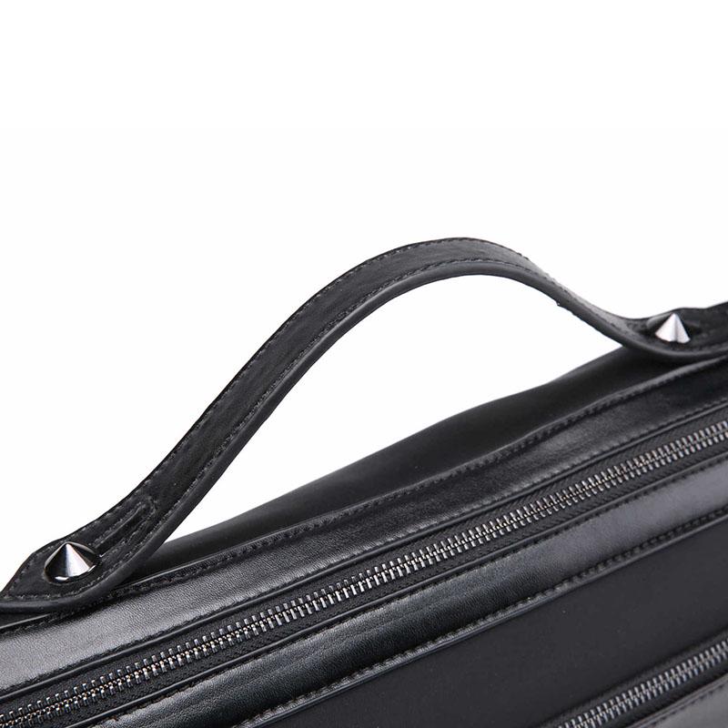 Business Briefcase Men Black Red PU Leather Joker Zipper Waterproof Handbag Shoulder Crossbody Bags