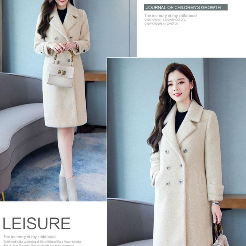 Imitation Mink Velvet Coat Women Mid-length Coat Winter Fashion Korean Thick Slim Woolen Coat