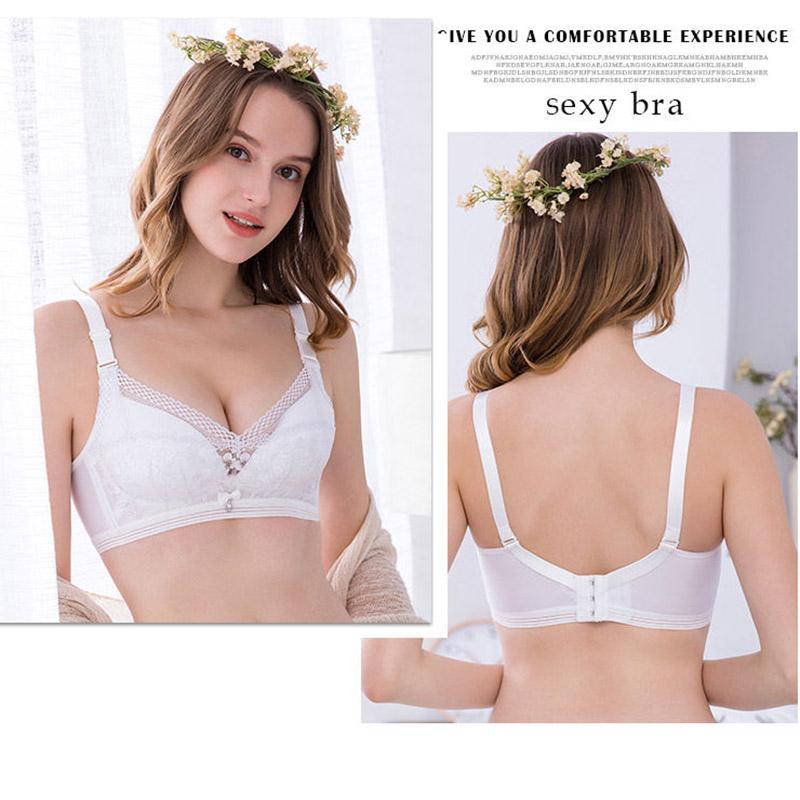 Thin Sexy Lace Non-magnetic No Steel Ring Gather Bra Anti-sagging Breast-receiving Breathable Bra