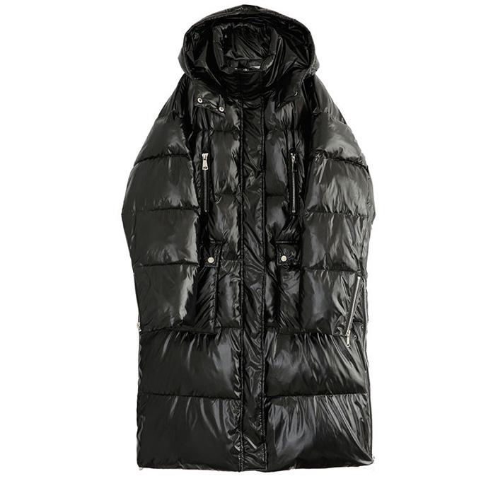 Autumn and Winter Bright Face Hooded Stand-collar Cotton-padded Jacket Bread Coat Loose Thick Mid-length Coat Winter Warm Jacket Women