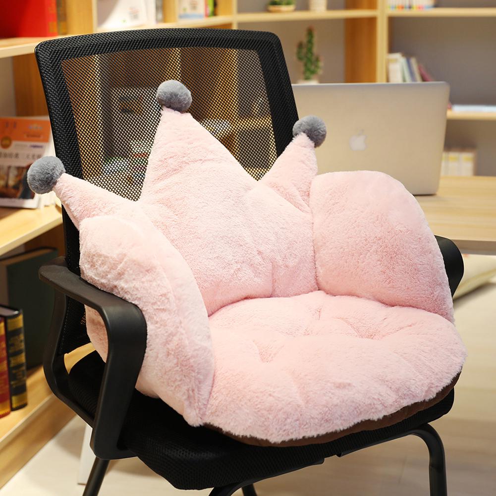 Plush Crown Seat Cushion Chair Pad Fur for Home Office