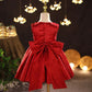 Red Children's Evening Dress Wedding Flower Girl Dress Princess Skirt Girl Baby Sweet Temperament Tutu Skirt Round Neck Sleeveless Waist