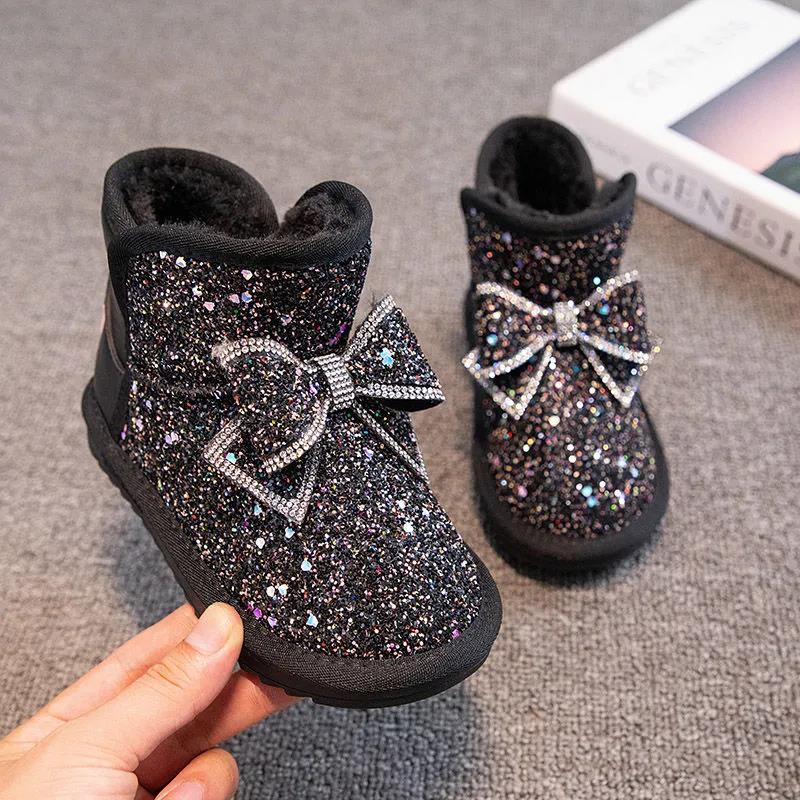 Waterproof Children's Snow Boots Girls' Plush Thickened Cotton Shoes Cute Big Cotton Children's Shoes