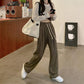 Drawstring Sports Pants Women's Spring and Summer High Waist Straight Loose Drape Pants Casual Lazy Wind Wide Leg Pants