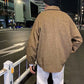 Men's Light Velvet Fabric Windbreaker Coat Loose Retro Long Sleeve Warm Solid Color Coat Fabric Comfortable Breathable Thin Coat