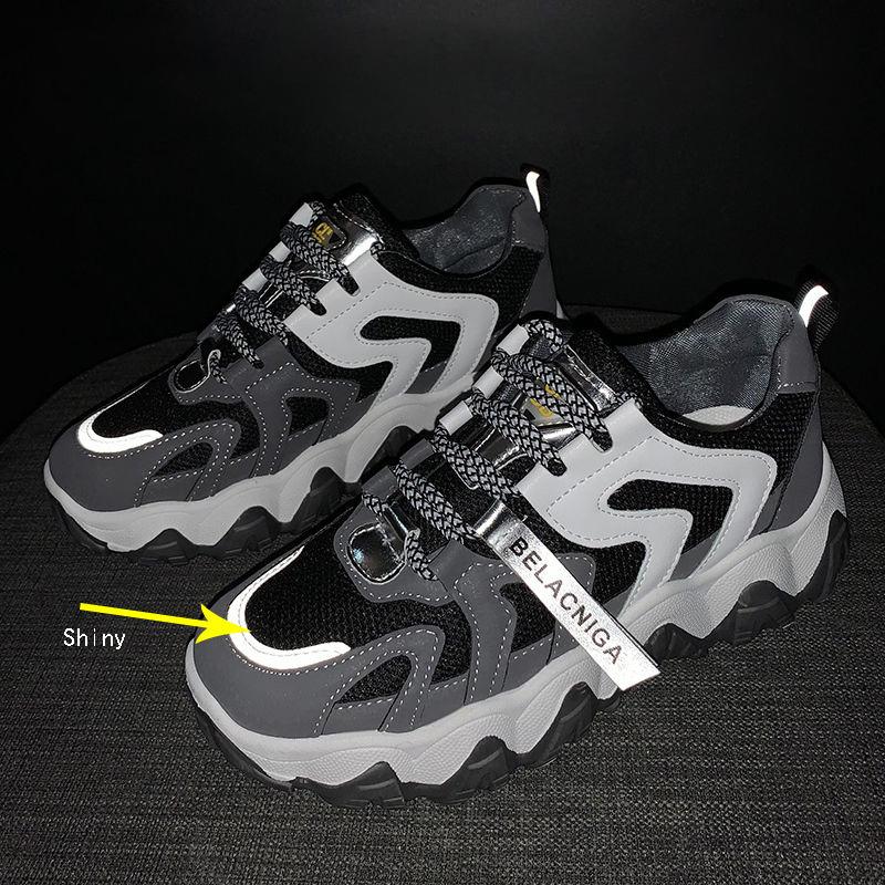 Women Casual Shoes Leather Mesh Platform Shoes Women Sneakers Ladies Dad Chunky Shoes Chaussure