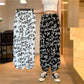 Sports Chiffon Casual Pants Women's Summer Letters Print Harlan Elastic Waist Loose Drawstring Lantern Pants